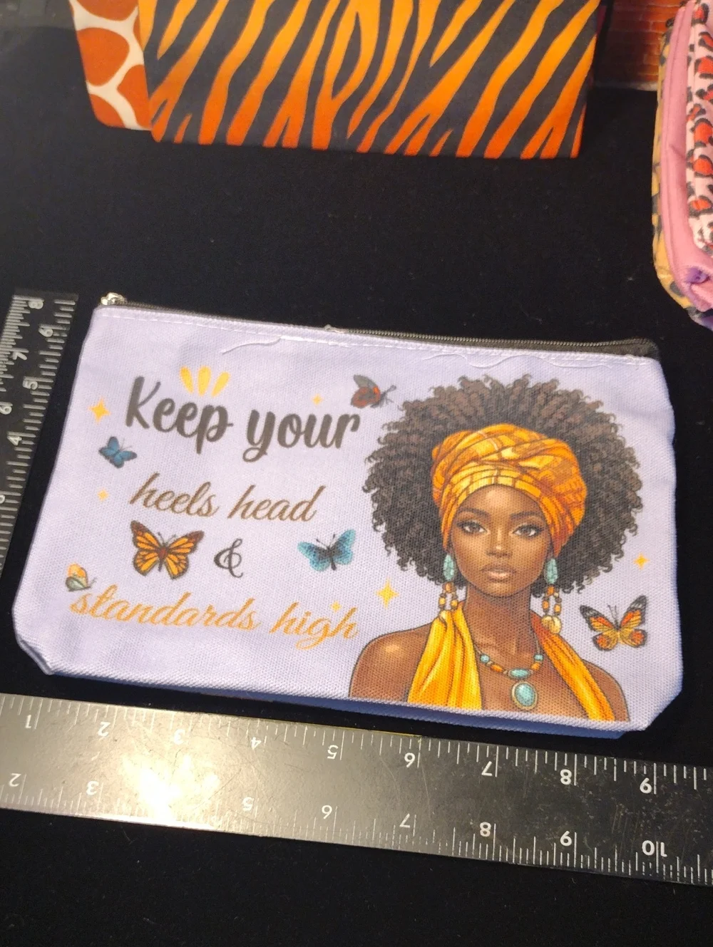 Keep Your Heels Head & Standards High Lavender Zip Pouch
